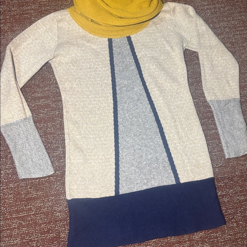 THML sweater rabbit hair colorblock cowl neck long sleeve tunic‎ sweater Xs